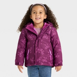 Toddler Girls' Bow 3-in-1 Snowplay Jacket - Cat & Jack™ Berry Purple - 1 of 2