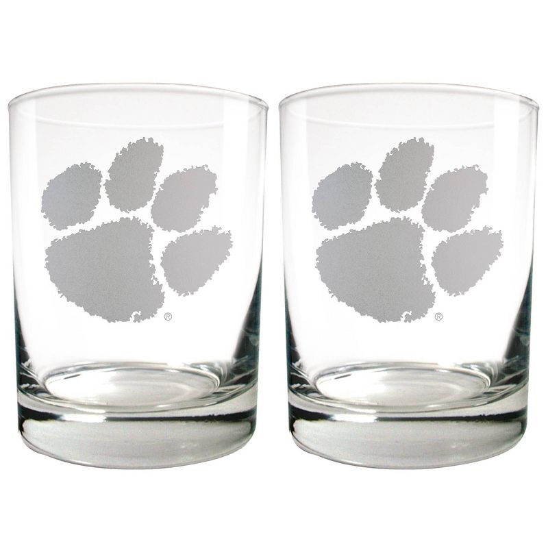 NCAA Clemson Tigers Laser Etched Rocks Glass Set - 2pc, 1 of 2
