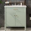 Vynxaria 31 Inch Sage Green Curved Bathroom Vanity with Ceramic Sink One Complete Unit Solid Wood Cabinet Soft Close Door Adjustable Shelf - 2 of 4