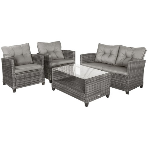 Outsunny 4 piece discount outdoor rattan wicker