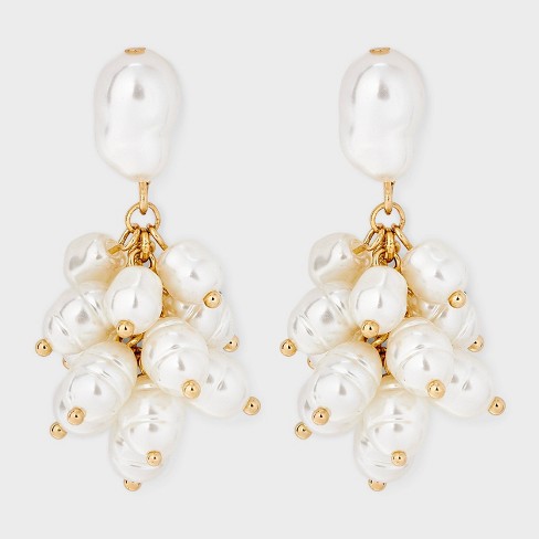 Pearl Cluster Drop Earrings Ivory Target