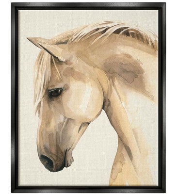 Stupell Industries Country Horse Farm Animal Portrait Framed Floater Canvas Wall Art