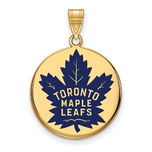 Black Bow Jewelry 14k Yellow Gold Plated Sterling Silver Toronto Maple Leafs NHL Large Pendant - 1 of 3