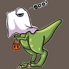 Women's Design By Humans Halloween Ghost Dinosaur By whynot007 Racerback Tank Top - 2 of 3