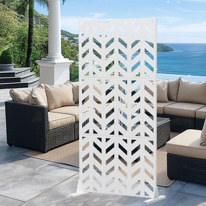 Wooakway 35" x 72" Black Metal Garden Trellis Privacy Screen Indoor Outdoor Room Divider Lattice Panel - 1 of 4