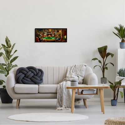 Deer Animals Playing Poker Rustic Canvas Print in Black Frame