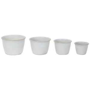 Set of 4 Antique White Round Enamel Metal Planters - Foreside Home & Garden - 1 of 4