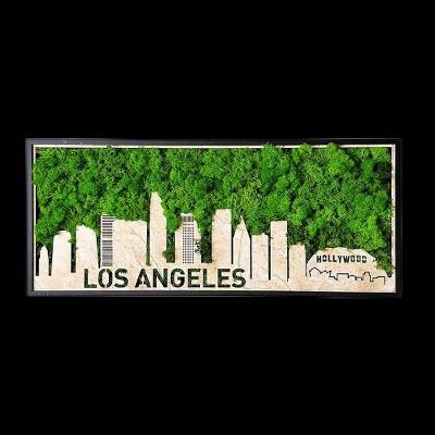 PAGED New York Moss City Silhouette Metal Wall Art for Living Room, Iconic Landmarks Preserved Moss Wall Decor, Framed Wall Art, Vibrant Hanging Frame