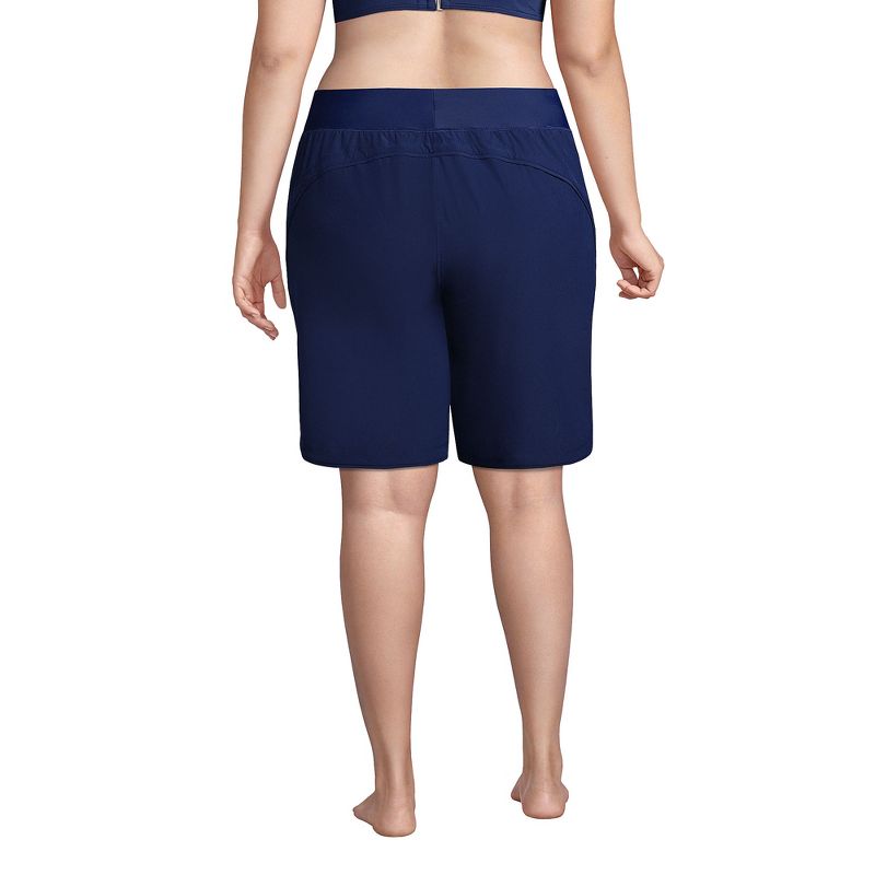 Lands' End Women's 9" Quick Dry Elastic Waist Modest Board Shorts Swim Cover-up Shorts with Panty, 2 of 8