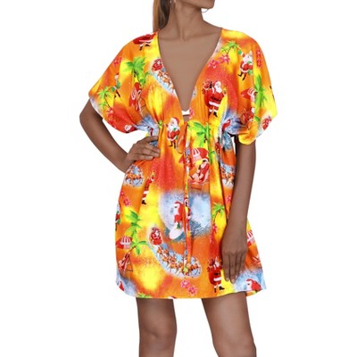 La Leela Women s Beachwear Swim Beach Dress Cover Ups For Swimwear Cover Up Holiday Christmas Swimsuit Coverups For Women Xl xxl Santa Gifts Orange Target