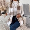 Women Vest Jackets Double Faced Plaid Fleece Pocket Vest Sleeveless Open Front Cardigan Khaki S - 4 of 4