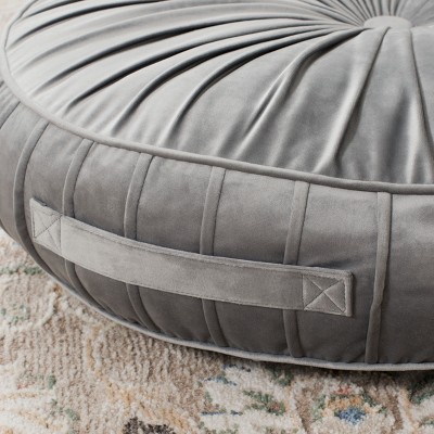 Light Grey Velvet Round Tufted Floor Pillow