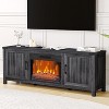 67" Farmhouse Fireplace TV Stand, Black w/ 23" Heater & Storage - 2 of 4