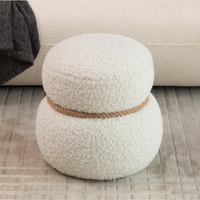 NicBex Ottoman Foot Rest Snowman Stool with 14.56in Round Belly Cute Lamb Wool Round Ottoman for Bedroom,Living Room