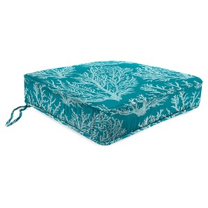 Outdoor Boxed Seat Cushion - Turquoise Coral - Jordan Manufacturing, Turquoise Pink