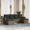 vidaXL 6 Piece Patio Sofa Set with Cushions Gray Poly Rattan - Gray - 2 of 4