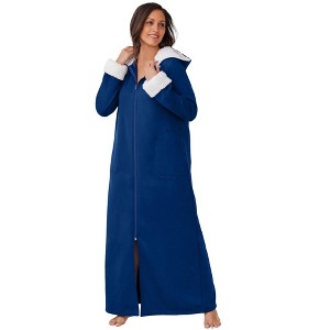 Dreams & Co. High Pile Fleece-Lined Long Hooded Robe - 1 of 4