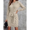 WhizMax Women's Knit Midi Dress Long Sleeve Crew neck Pullover Bodycon Dress Fall Winter Sweater Mini Dress Tie Waist - 4 of 4