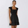 Knit & Lounge Women’s Smocked Mini Dress Ruffle Sleeves Square Neck Tiered Hem Soft Lightweight Fabric - 4 of 4