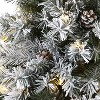 6ft. Flocked Pine Artificial Christmas Tree with Pinecones & 250 Clear LED Lights – Snow-Kissed Seasonal Holiday X-Mas Tree - 3 of 4