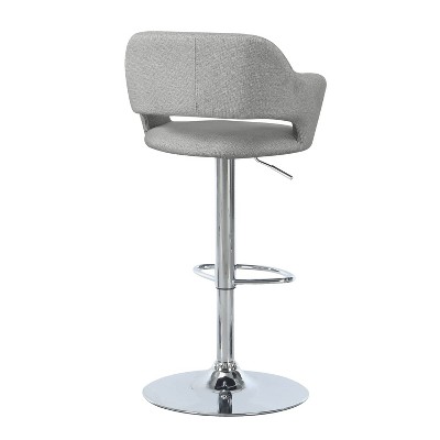 Charcoal Grey Chrome Adjustable Saddle-Style Swivel Bar Stool
