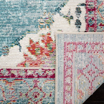 Elysian Cream & Turquoise 7' Square Oriental Synthetic Rug