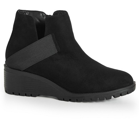 Women's Wide Fit River Wedge Ankle Boot - Black | Evans : Target