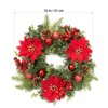 16" Christmas Wreath, Artificial Wreaths with Xmas Baubles, Flowers, Berries and Pine Cones for Fireplace Wall Window Christmas Decoration - 2 of 4