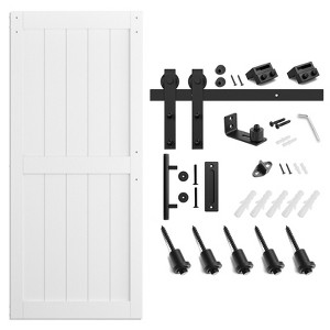 SMARTSTANDARD 84 in. Height White MDF Solid Core Interior Sliding Barn Door with Hardware Kit - 1 of 1