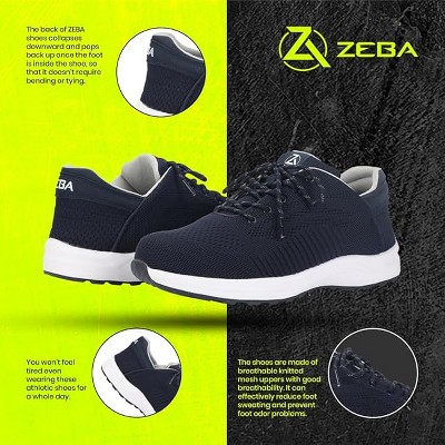 ZEBA Men's Hands Free Slip on Husky Walking Sneakers (Blue, 10 XX-Wide) — фото 5
