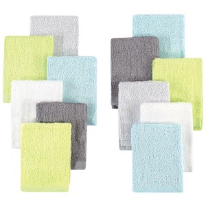 Hudson Baby Infant Boy Rayon from Bamboo Woven Washcloths 12pk, Gray Mint Lime, One Size - 1 of 1