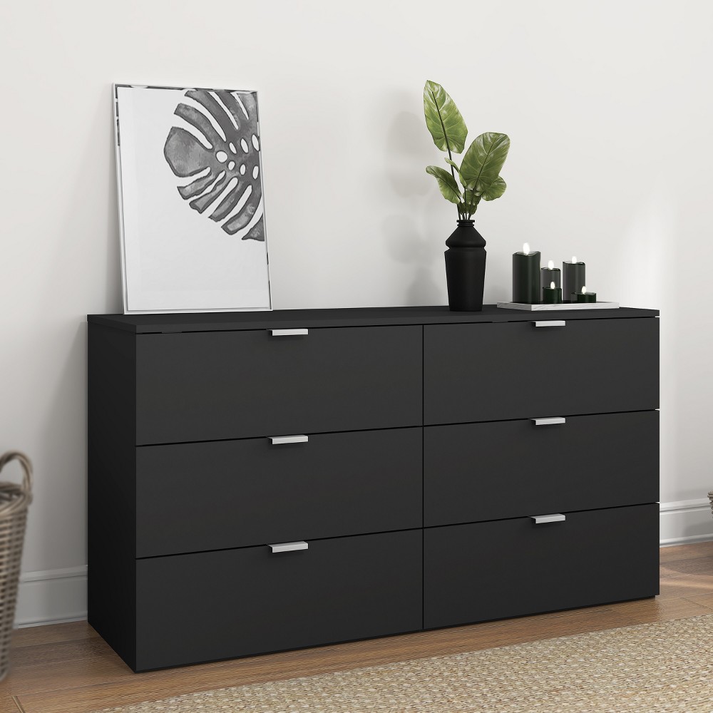 Photos - Dresser / Chests of Drawers Hillsdale Furniture Delmar Wood 6 Drawer Dresser with Metal Handles Matte