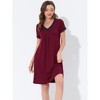 cheibear Women's Soft V-Neck Summer Pajama Lounge Dress with Pockets Nightgowns - 2 of 4