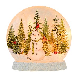 Stony Creek 7.0 Inch Forest Snowman Pre-Lit Round Orb Christmas Lighted Glass Accent , Christmas Decor Cardinal Winter Scene (1PC) - 1 of 4