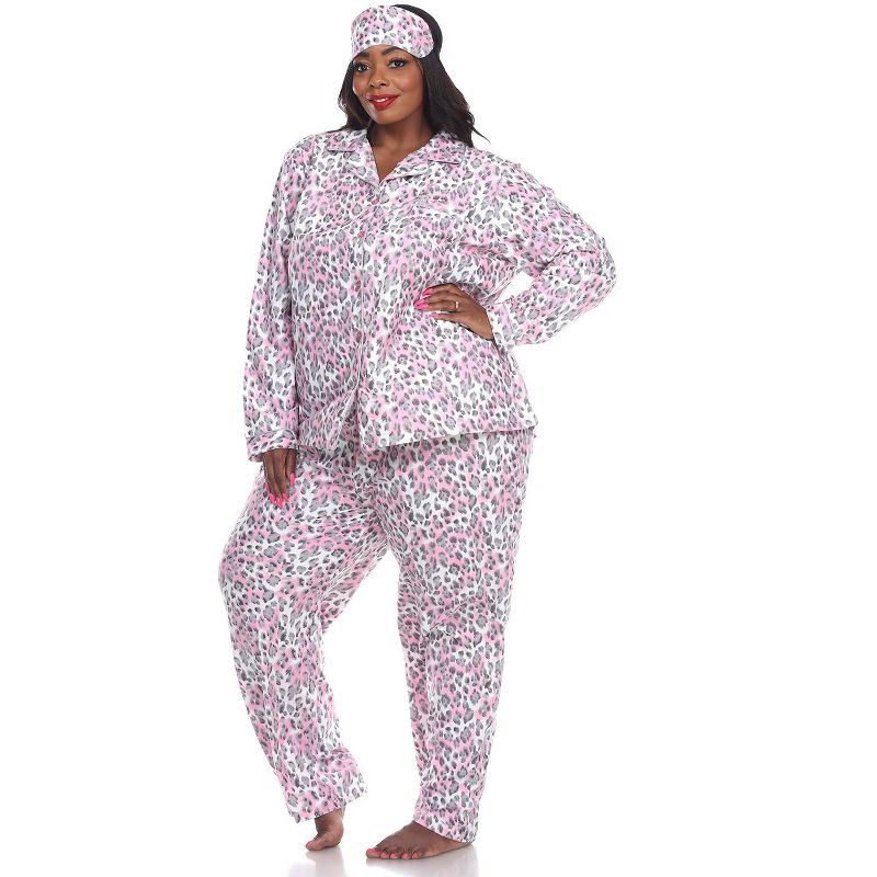 Women's Plus Size Three-Piece Pajama Set - White Mark, 1 of 4