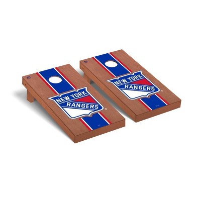 NHL New York Rangers Premium Cornhole Board Rosewood Stained Stripe Version