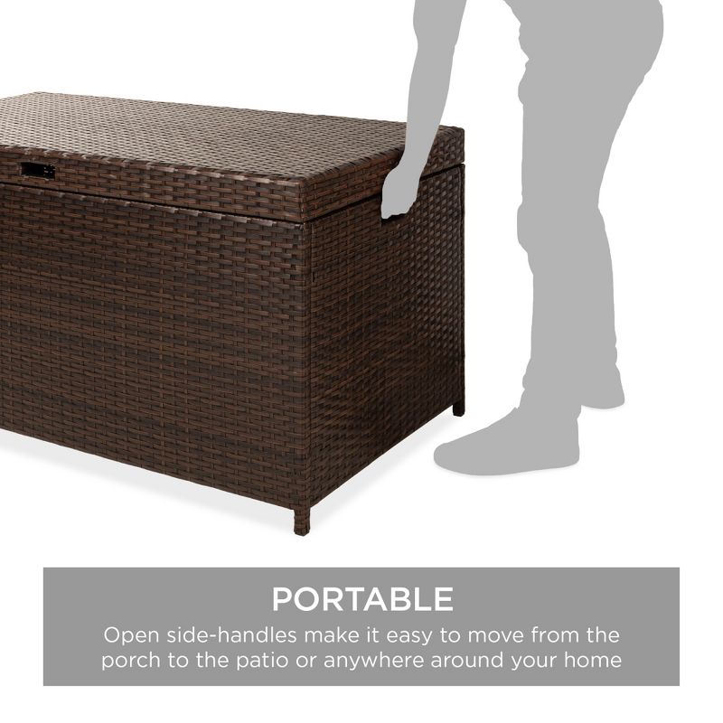 Best Choice Products 136 Gallon Large Deck Storage Box for Indoor Outdoor Furniture, Cushions, Pool Accessories - Brown, 5 of 8