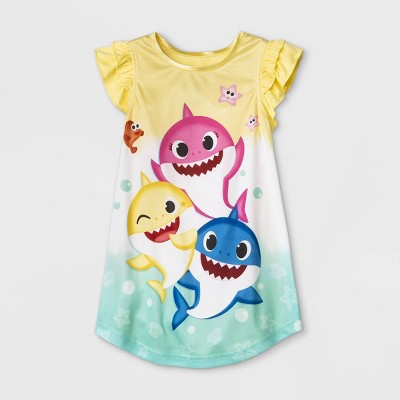 Toddler Girls' Baby Shark Dorm NightGown - Yellow