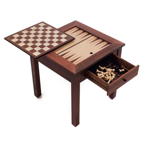 Family 10 Classic Game Set Wood Cabinet Chess Checkers Backgammon Dice