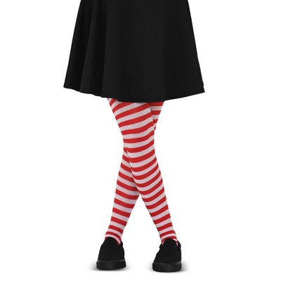  Skeleteen Candy Cane Striped Tights – Red and White