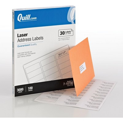 Quill Brand Laser Address Labels 1" x 2-5/8" WE 30 Labels/Sheet 710786