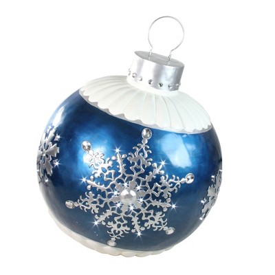 Northlight 37” LED Lighted Blue Ball Christmas Ornament with Snowflake Outdoor Decoration