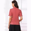 Allegra K Women's Vintage Short Sleeve Peter Pan Collar Button Down Shirt - 3 of 4
