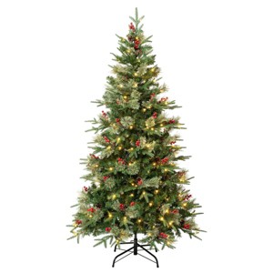 National Tree Company First Traditions Pre-Lit LED Virginia Pine Artificial Christmas Tree Warm White Lights - 1 of 3