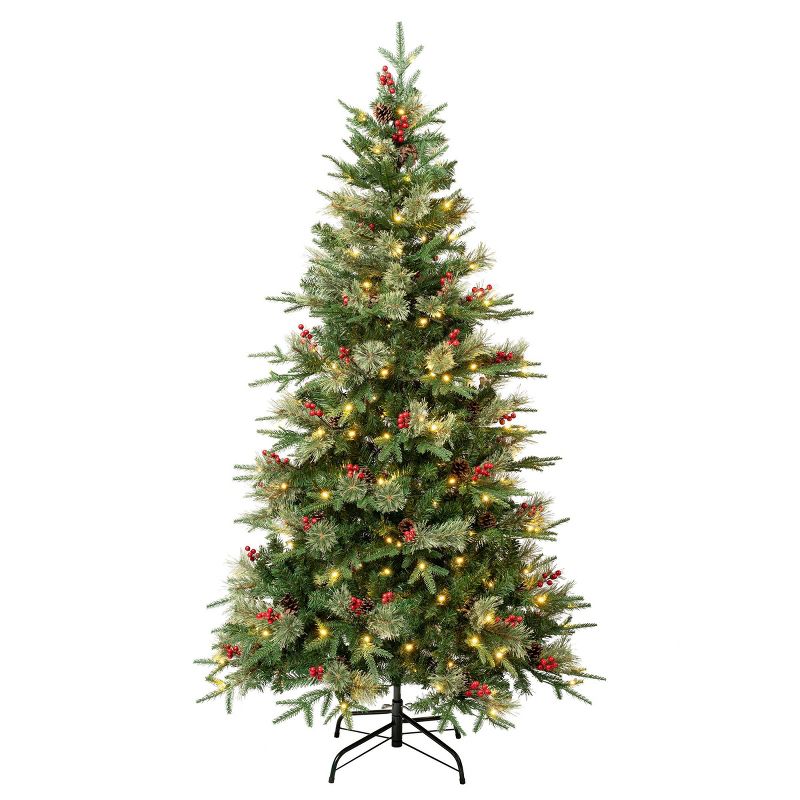 National Tree Company First Traditions 6&#39; Pre-Lit LED Virginia Pine Artificial Christmas Tree White Lights, 1 of 5