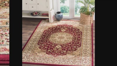 Red and Ivory Floral Synthetic Tufted Area Rug