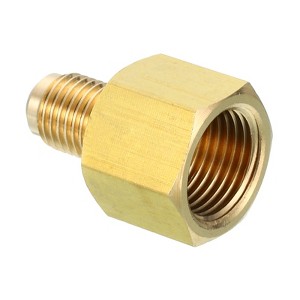 Unique Bargains Fit Air Gas Line Refrigeration Brass SAE 45 Degree Flare Plumbing Connectors - 1 of 4