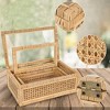 Aoibox Handwoven Boho Rattan Display Boxes with Glass Lids Set of 2 Rectangular Storage Bins for Home Decor - 4 of 4