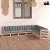 vidaXL 7 Piece Patio Lounge Set with Cushions Solid Wood Pine - Natural With Cushion - 2 of 4