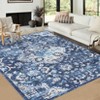 Vintage Distressed Floral Medallion Area Rug for Living Room, Washable Non Slip Retro Accent Throw Carpet for Bedroom - 3 of 4
